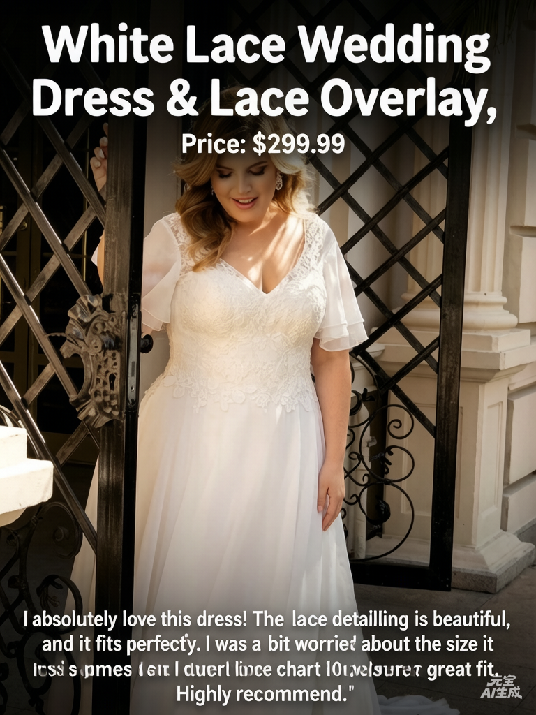 A Line Ethereal Plus Size V-neck Chiffon Wedding Dress