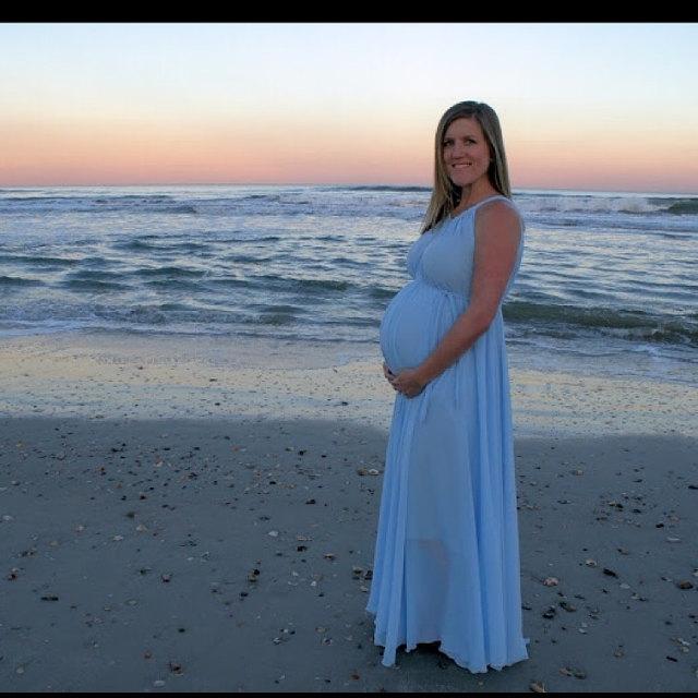 Chiffon Pink Long Maternity Beach Bridesmaid Dress