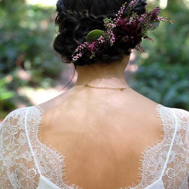 Bohemian Lace Sleeves Wedding Open Back Wedding Dress